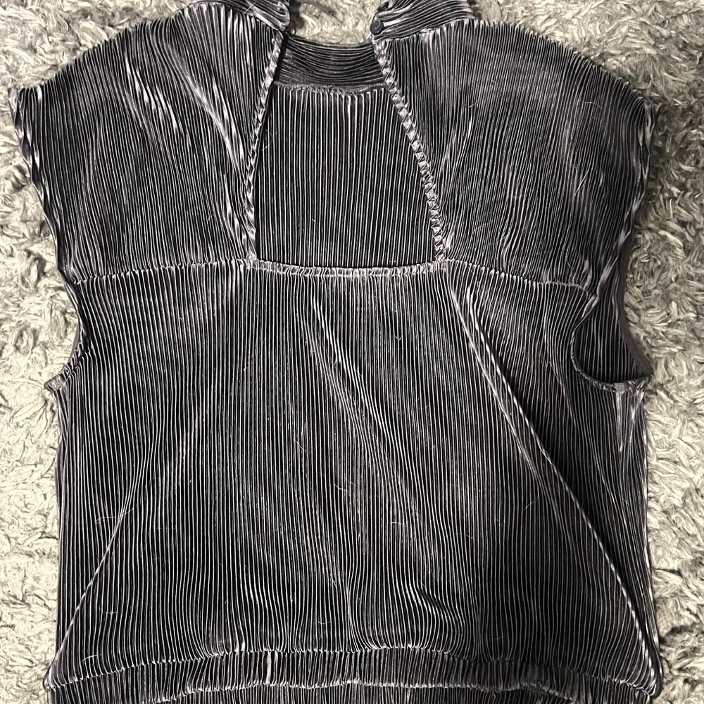 Dressy ribbed blouse -Gray